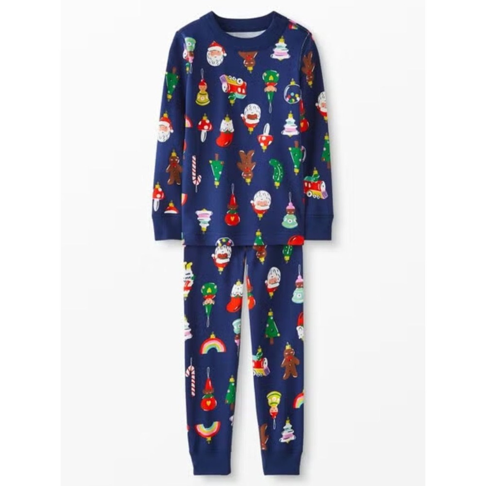 NEW Hanna Andersson 100% Organic Cotton Long John Pajama Set Christmas Sz 4